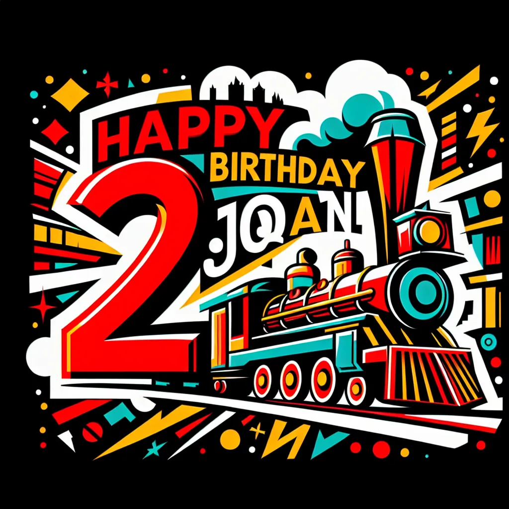 Happy 22nd Birthday Joan with Train Pop Art Style