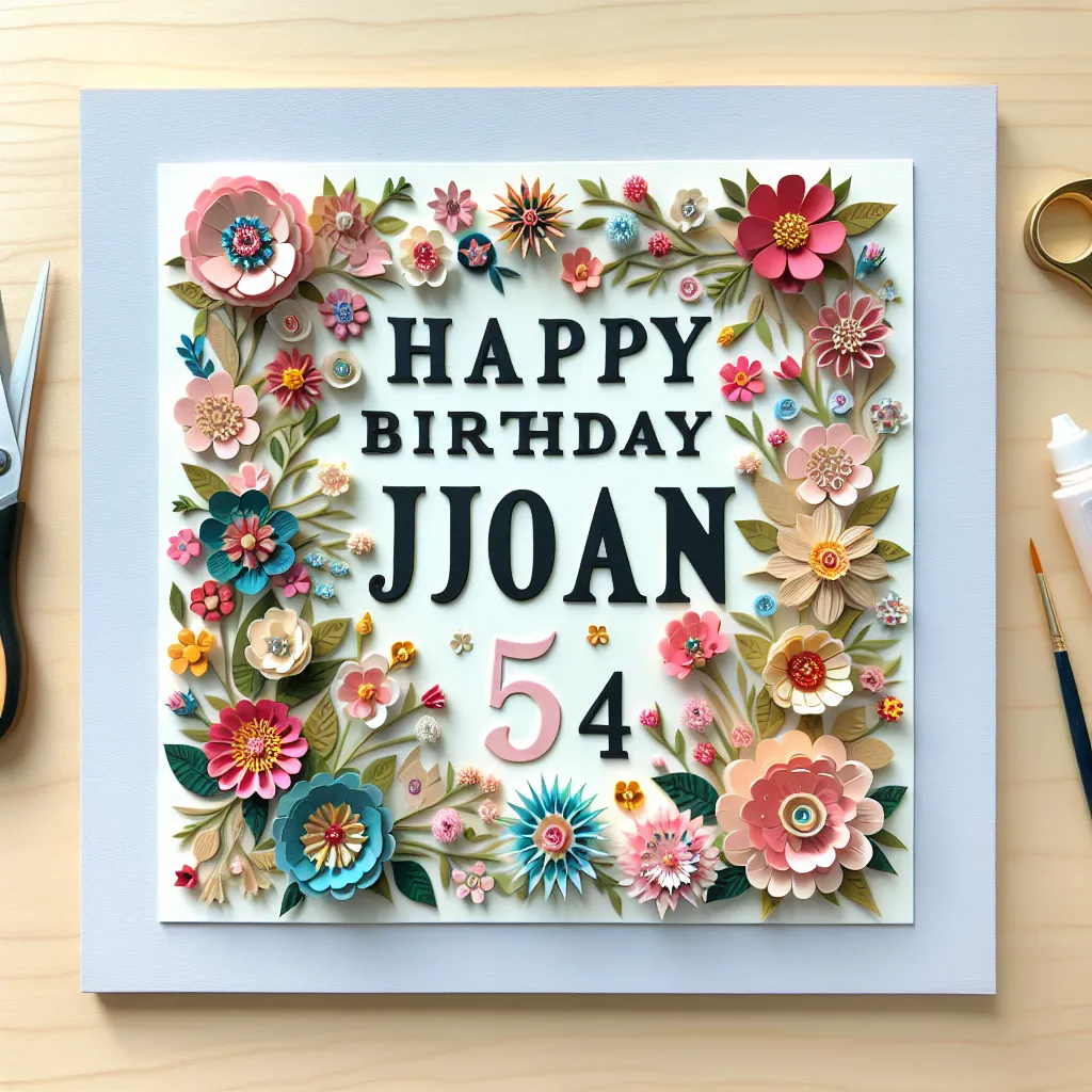 Happy 54th Birthday Joan with Flowers Handcrafted DIY Style