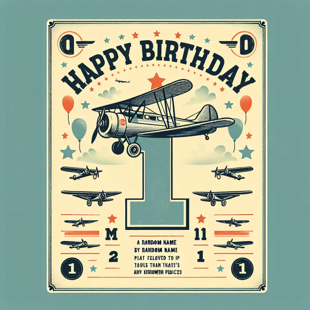 Happy 1st Birthday Joe with Airplanes Vintage Nostalgic Style