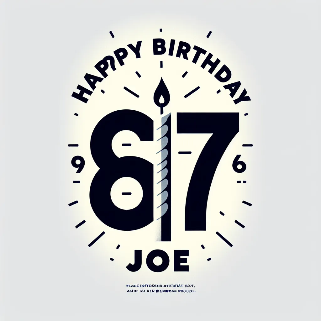 Happy 67th Birthday Joe with Candle Modern Minimalist Style