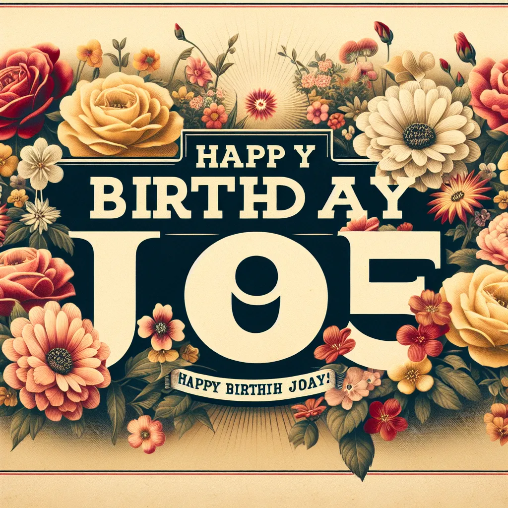 Happy 9th Birthday Joe with Flowers Vintage Nostalgic Style