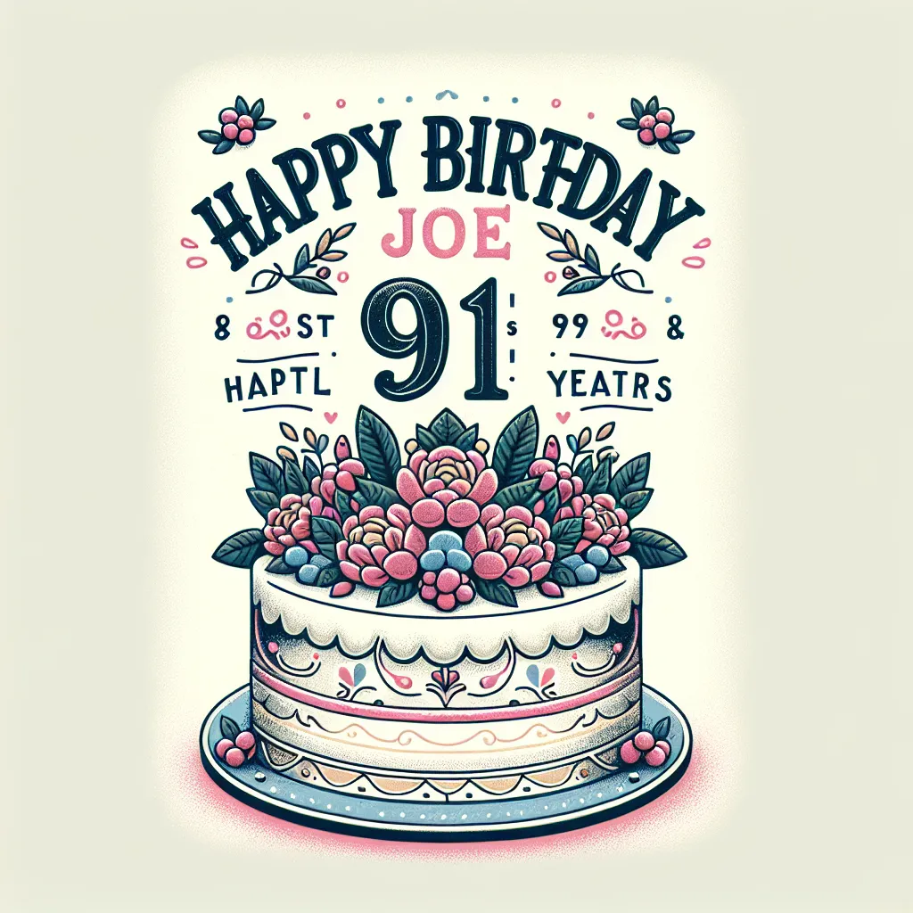 Happy 91st Birthday Joe with Cake Handcrafted DIY Style