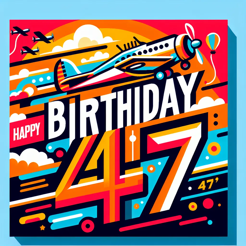 Happy 47th Birthday John with Airplanes Pop Art Style