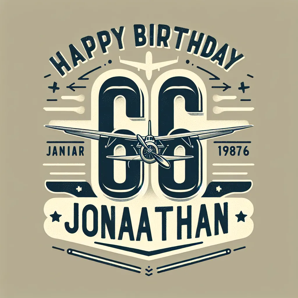 Happy 66th Birthday Jonathan with Airplanes Vintage Nostalgic Style