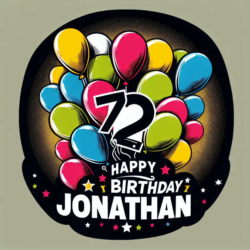 Happy 72nd Birthday Jonathan with Balloon Pop Art Style