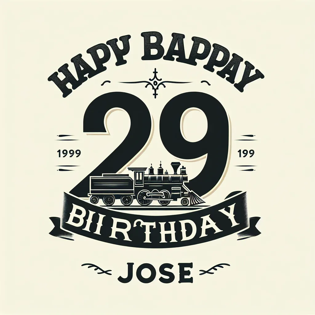 Happy 29th Birthday Jose with Train Elegant Classic Style