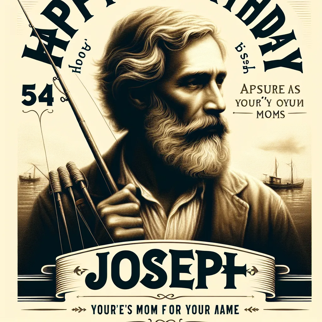 Happy 54th Birthday Joseph with Fisherman Elegant Classic Style