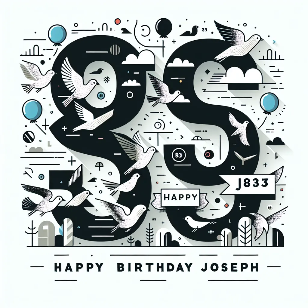 Happy 83rd Birthday Joseph with Birds Modern Minimalist Style