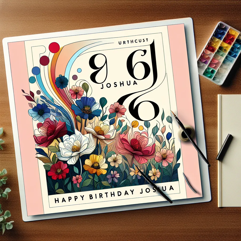 Happy 96th Birthday Joshua with Flowers Abstract Art Style