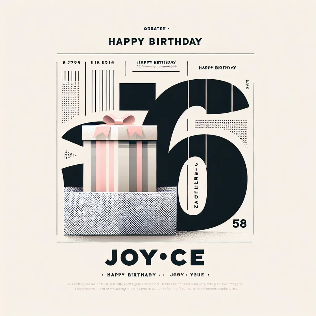 Happy 58th Birthday Joyce with Gift Modern Minimalist Style