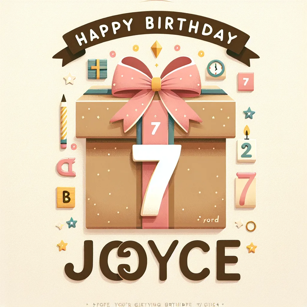 Happy 7th Birthday Joyce with Gift Handcrafted DIY Style