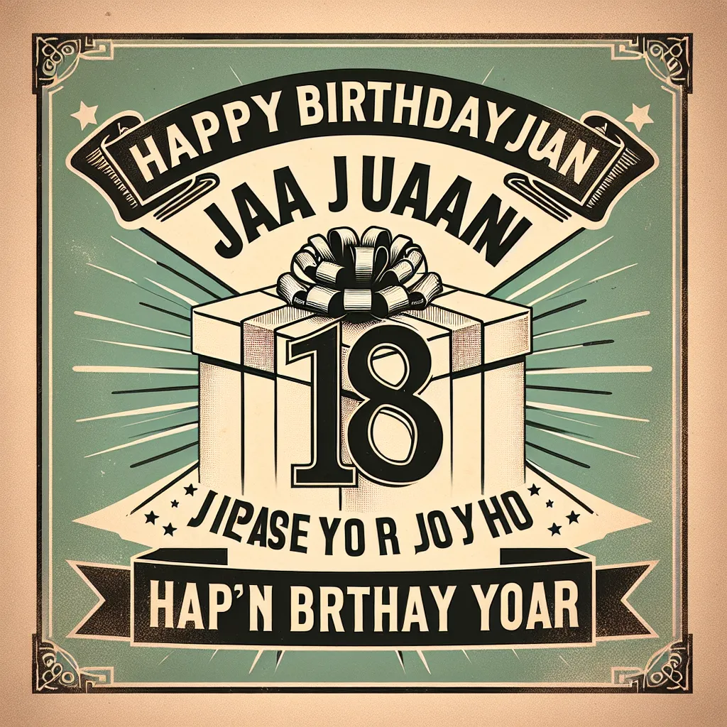 Happy 18th Birthday Juan with Gift Vintage Nostalgic Style