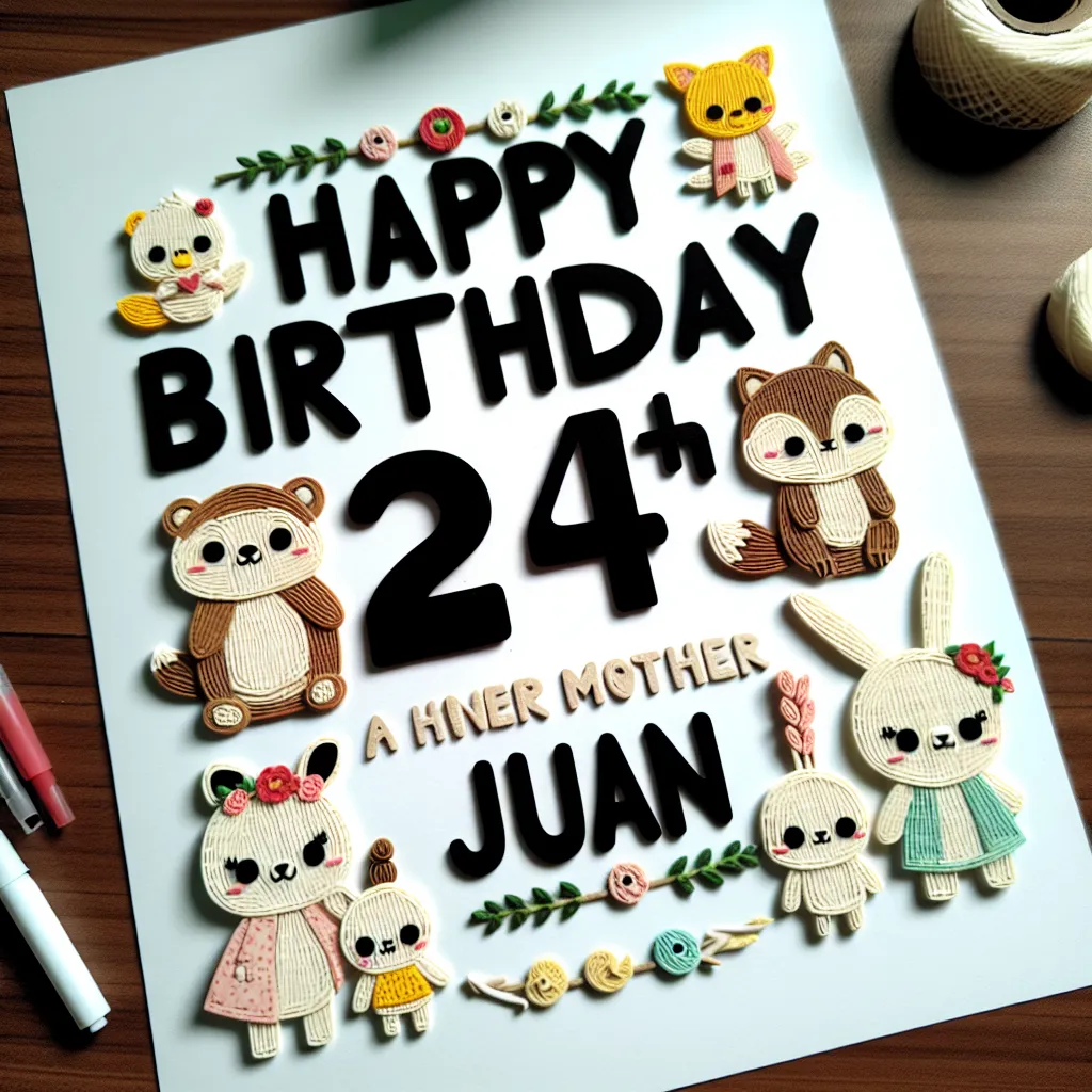 Happy 24th Birthday Juan with Cute Animals Handcrafted DIY Style