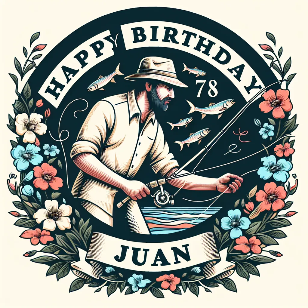 Happy 78th Birthday Juan with Fisherman Nature Floral Style