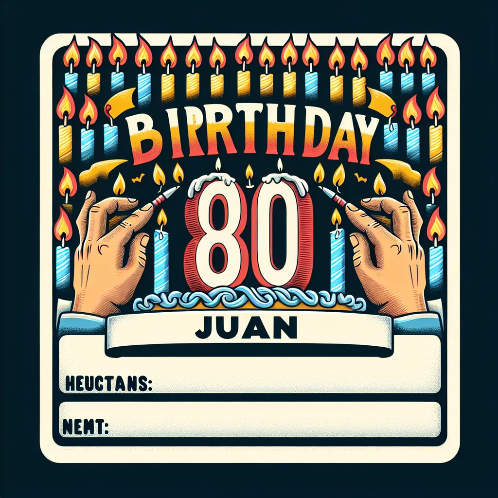 Happy 80th Birthday Juan with Candle Humorous Funny Style
