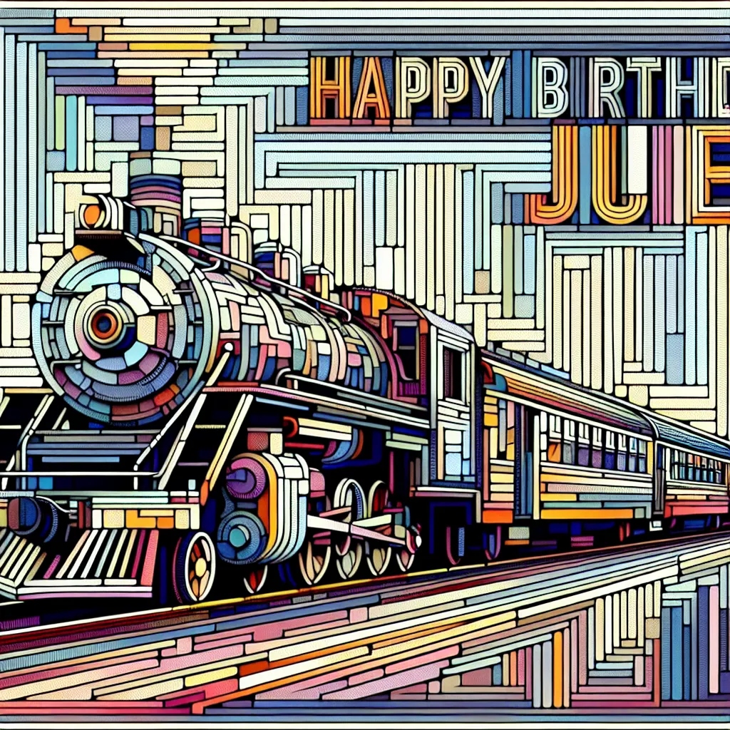 Happy 51st Birthday Julie with Train Abstract Art Style