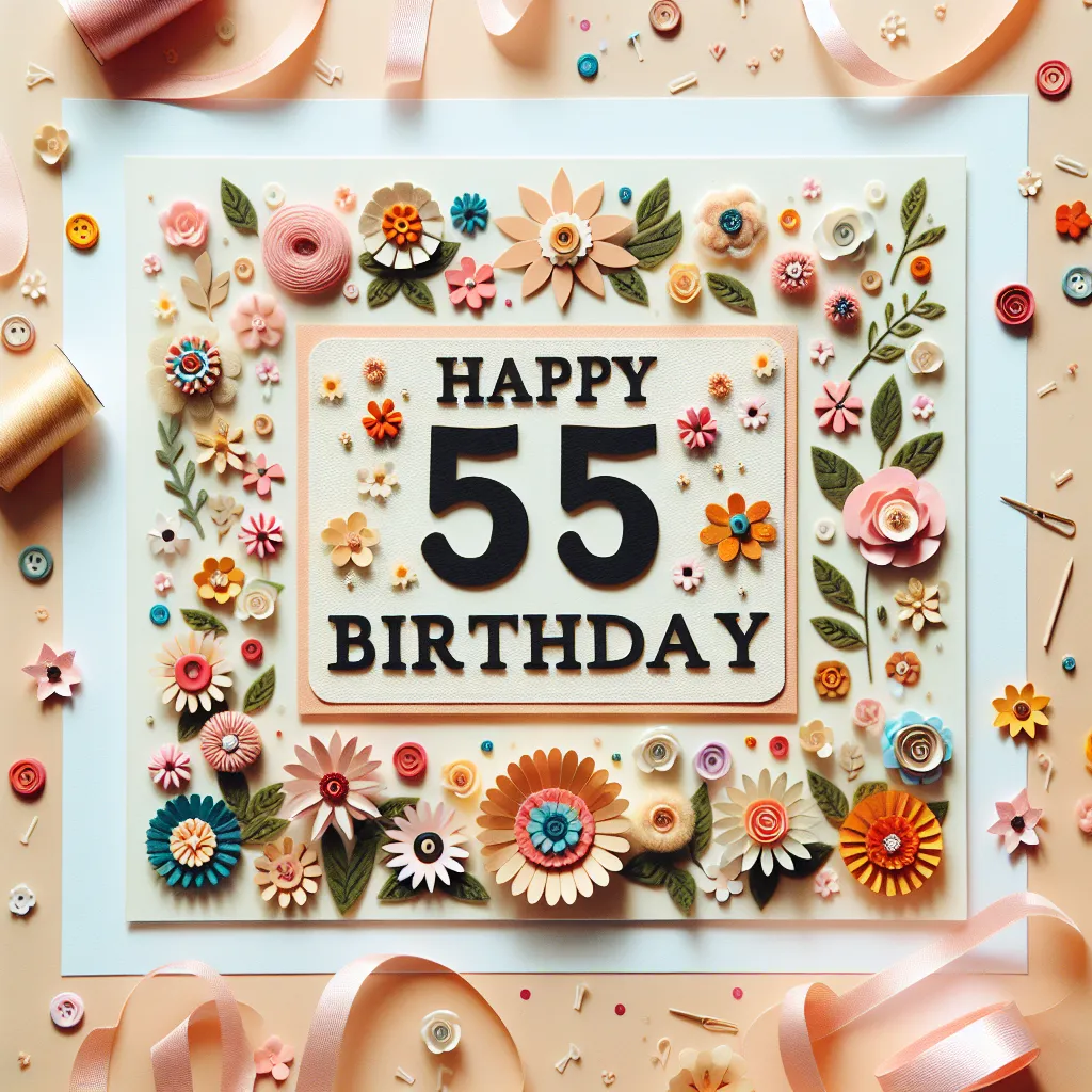 Happy 55th Birthday Justin with Flowers Handcrafted DIY Style