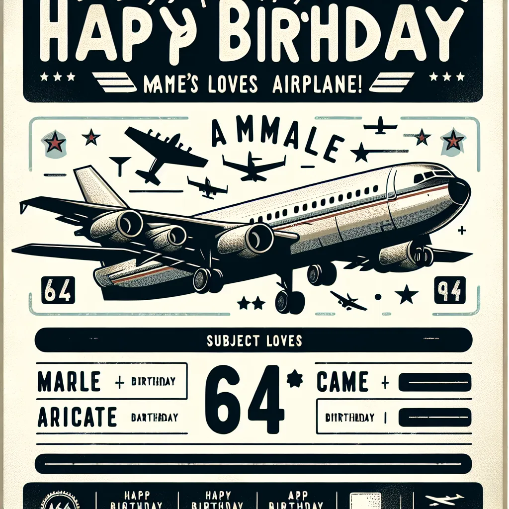 Happy 64th Birthday Justin with Airplanes Modern Minimalist Style