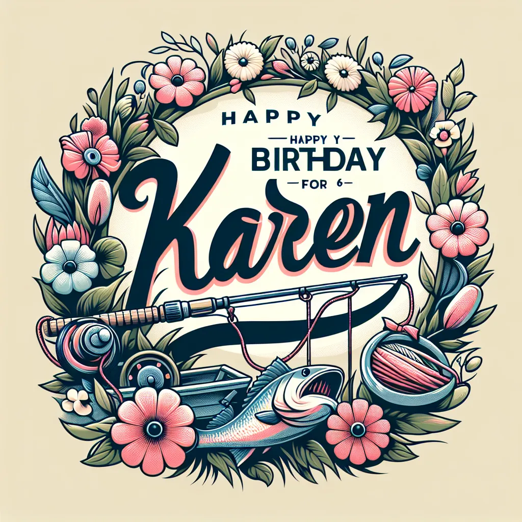 Happy 6th Birthday Karen with Fisherman Nature Floral Style