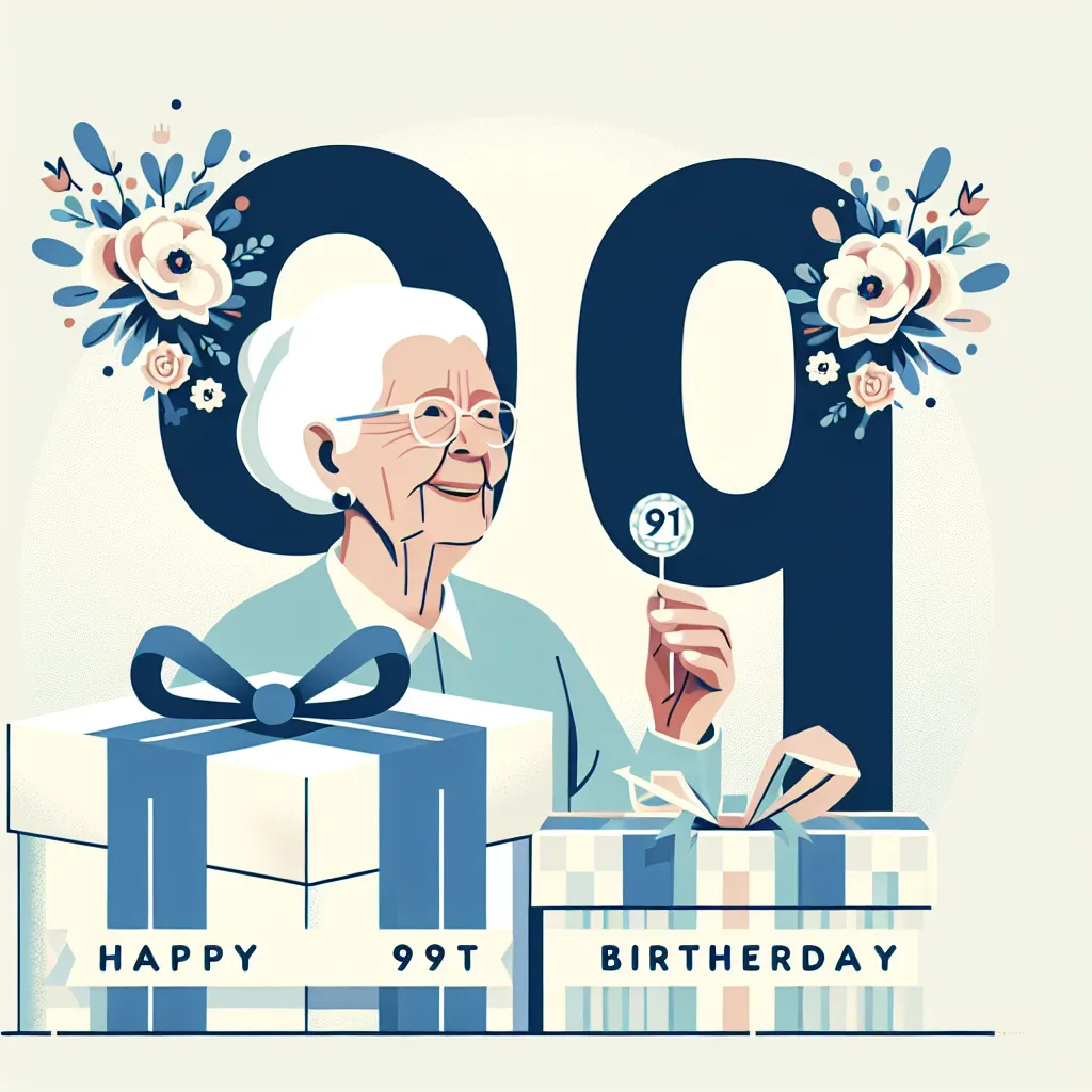 Happy 91st Birthday Katherine with Gift Modern Minimalist Style