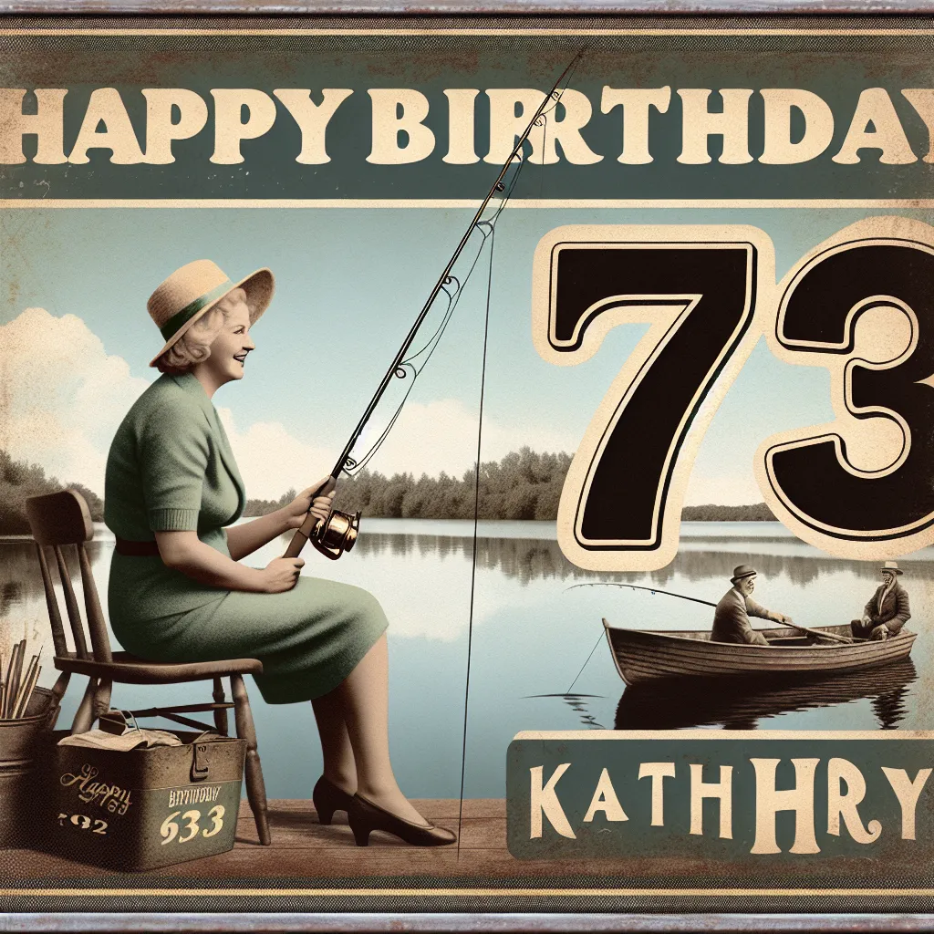 Happy 73rd Birthday Kathryn with Fisherman Vintage Nostalgic Style
