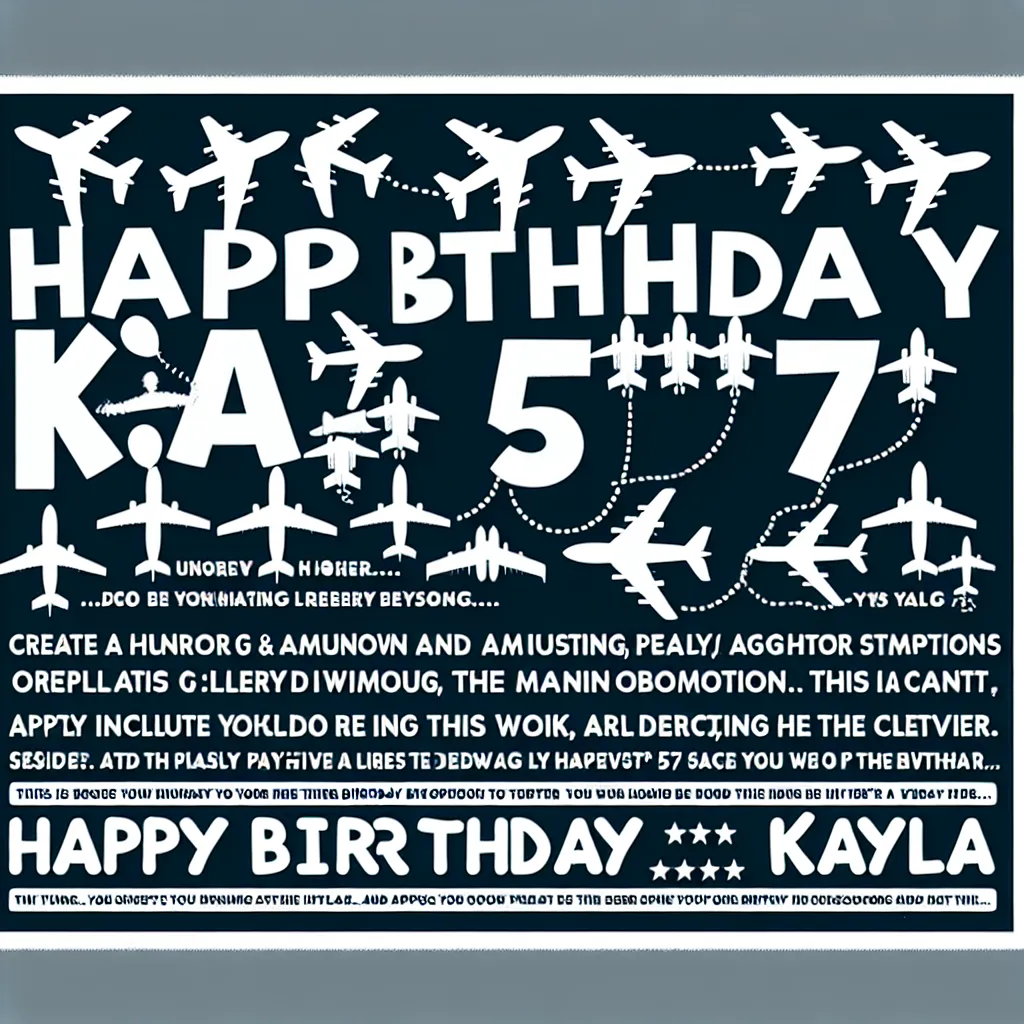 Happy 57th Birthday Kayla with Airplanes Humorous Funny Style