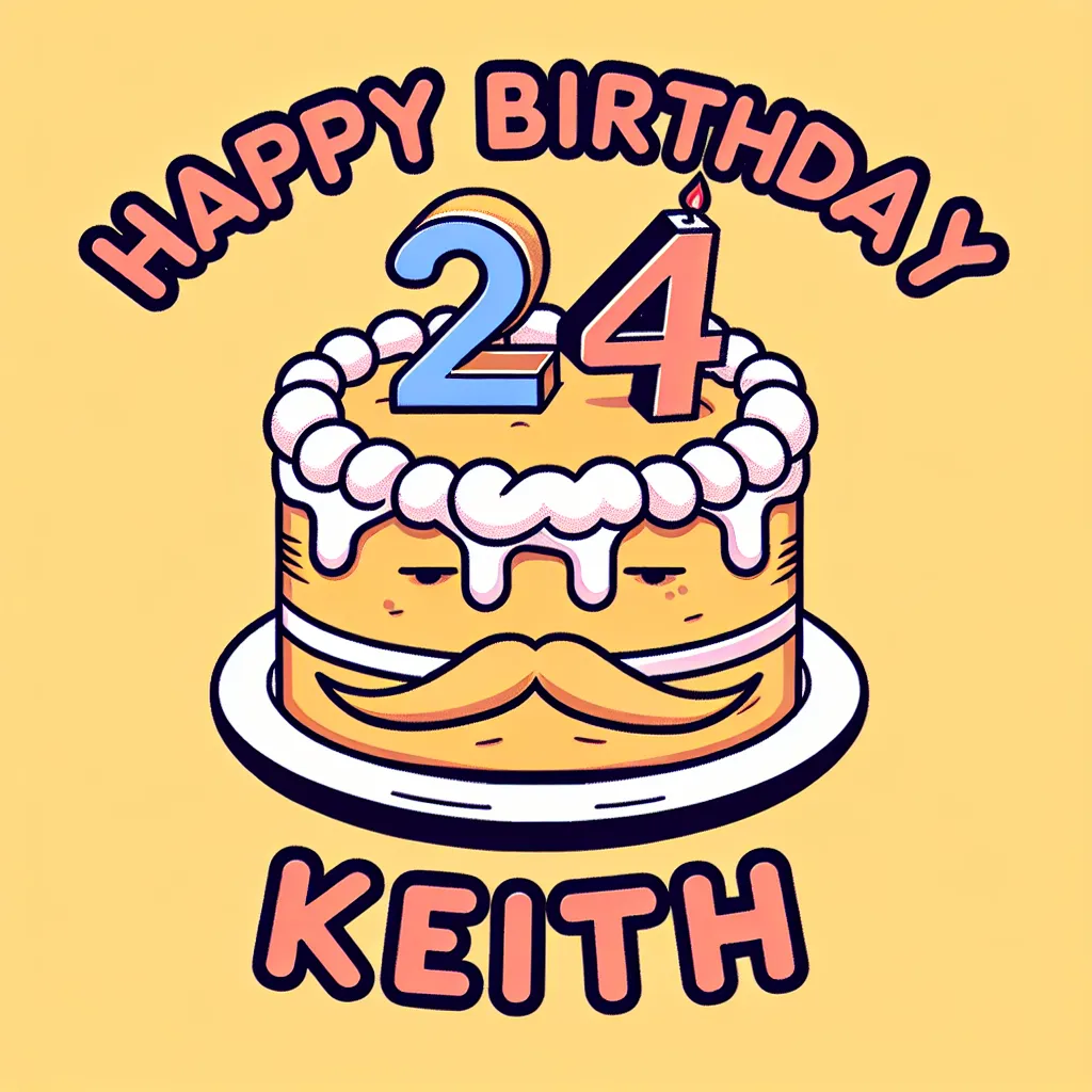 Happy 24th Birthday Keith with Cake Humorous Funny Style