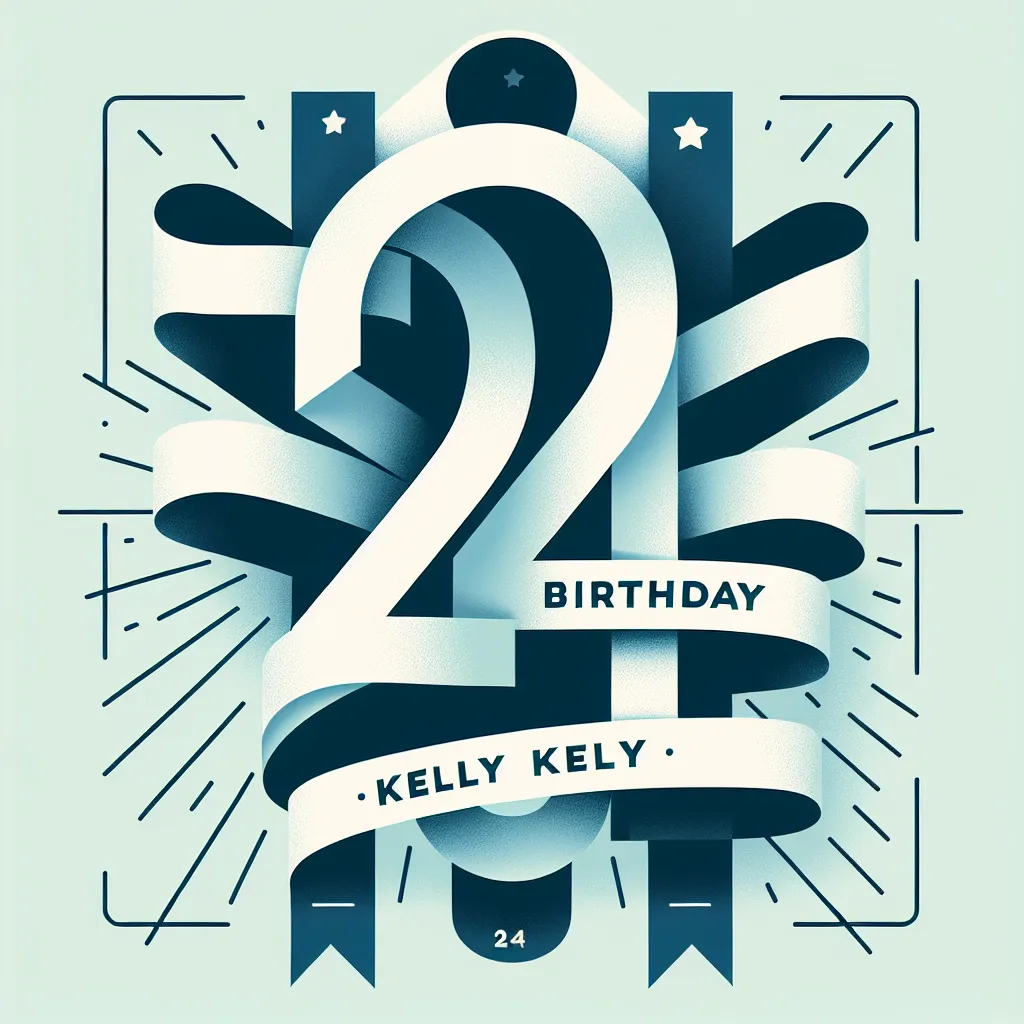 Happy 24th Birthday Kelly with Ribbon Modern Minimalist Style