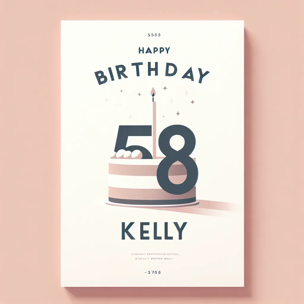 Happy 58th Birthday Kelly with Cake Modern Minimalist Style