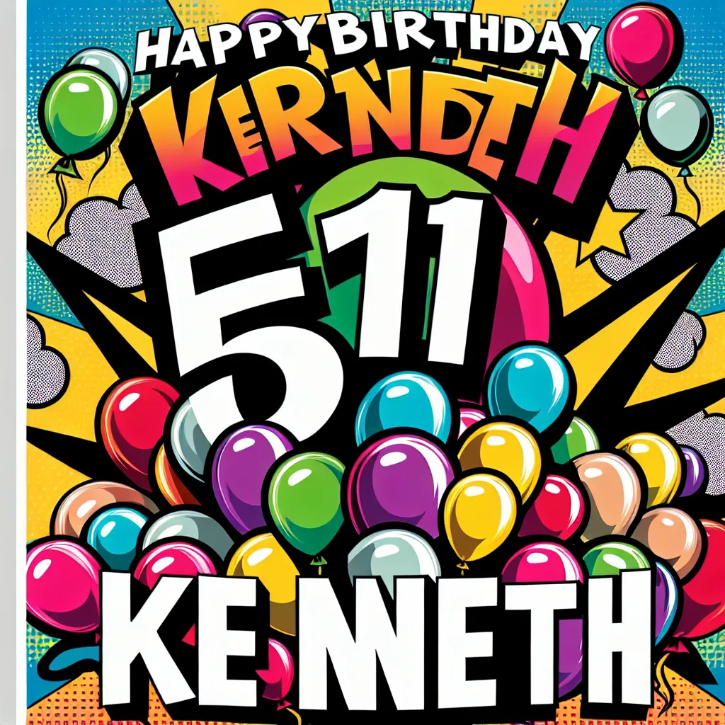 Happy 51st Birthday Kenneth with Balloon Pop Art Style