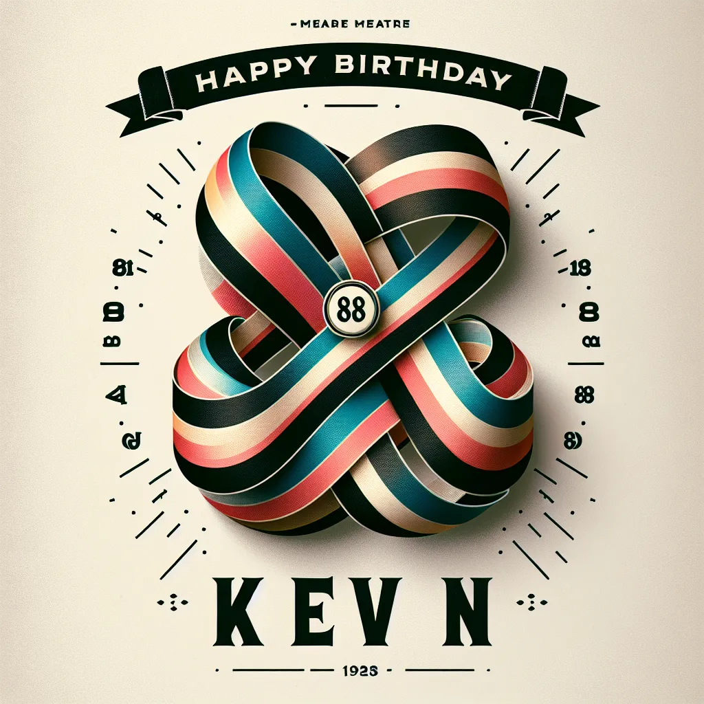 Happy 88th Birthday Kevin with Ribbon Abstract Art Style