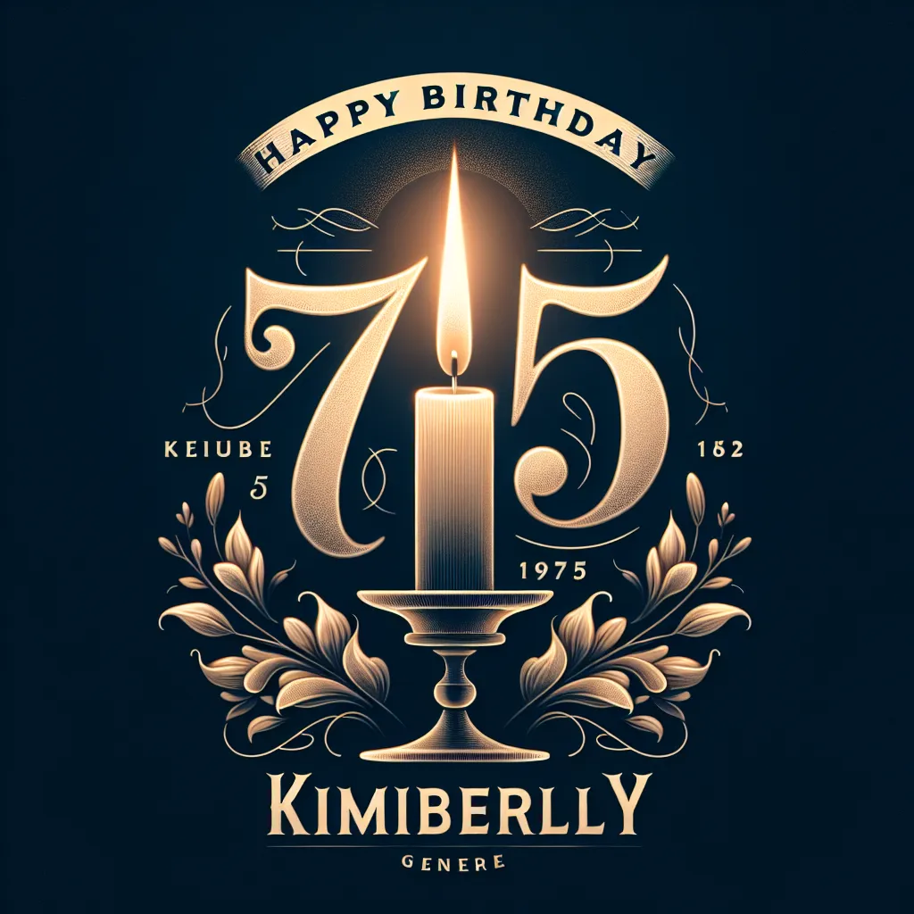 Happy 75th Birthday Kimberly with Candle Elegant Classic Style