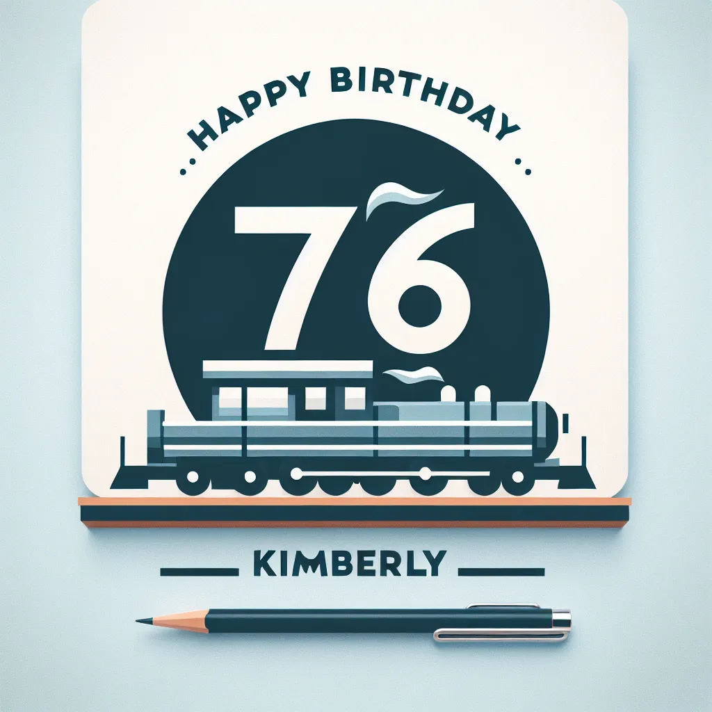 Happy 76th Birthday Kimberly with Train Modern Minimalist Style