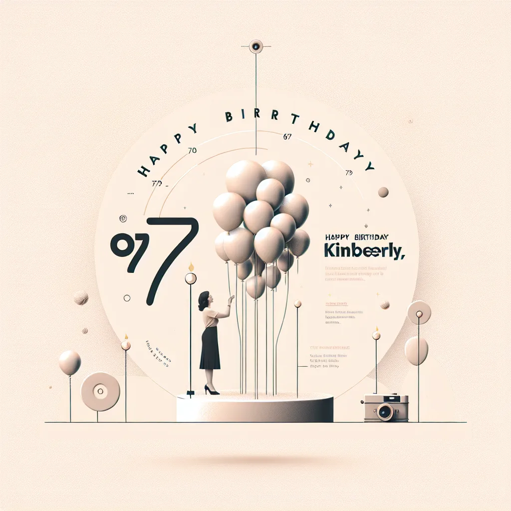 Happy 79th Birthday Kimberly with Balloon Modern Minimalist Style