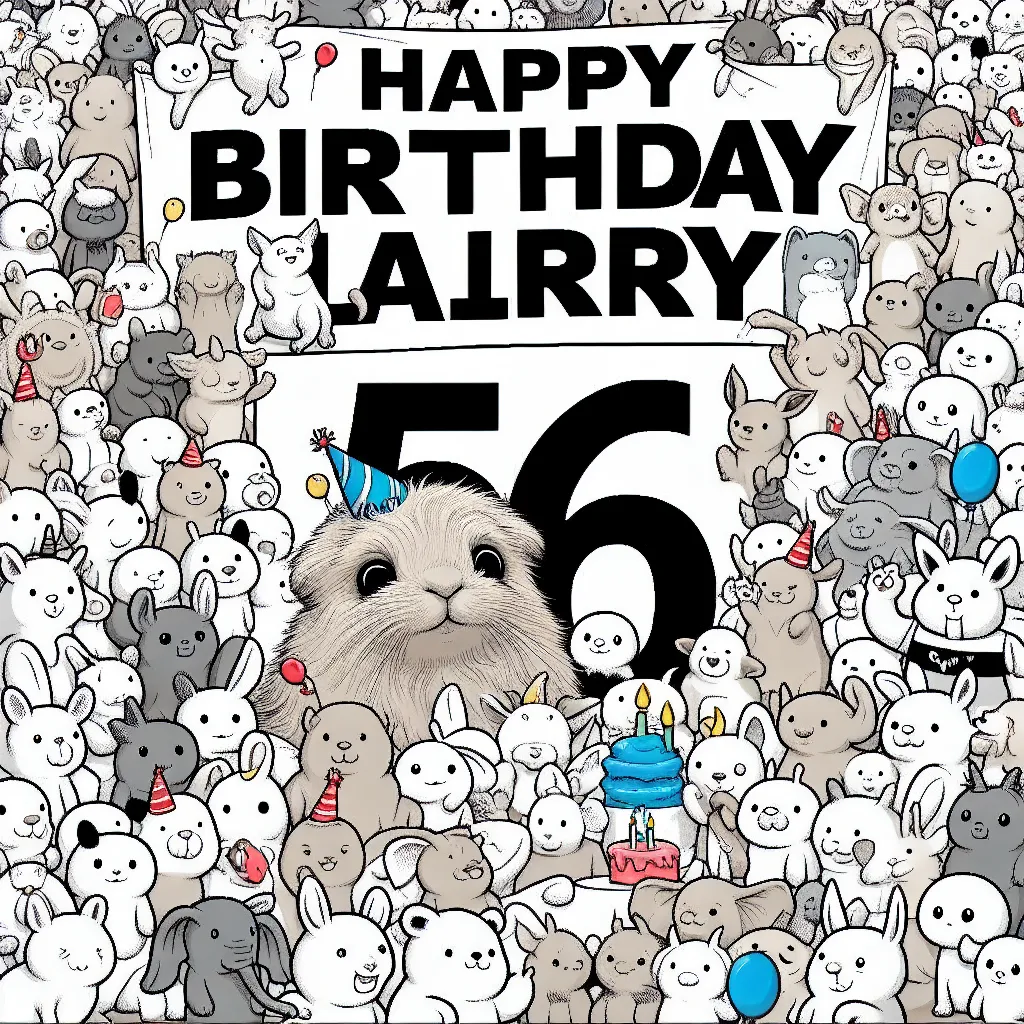 Happy 56th Birthday Larry with Cute Animals Humorous Funny Style