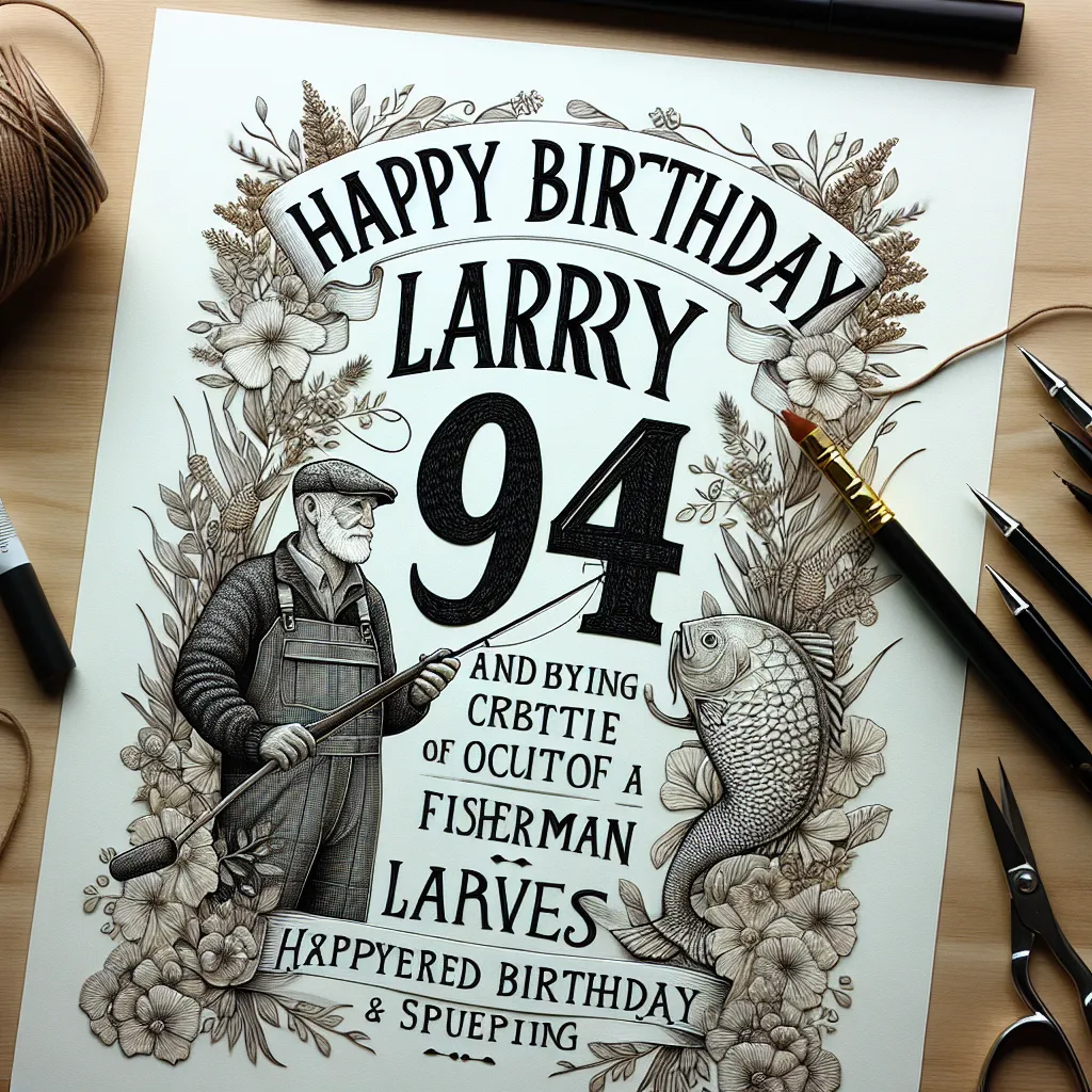 Happy 94th Birthday Larry with Fisherman Nature Floral Style