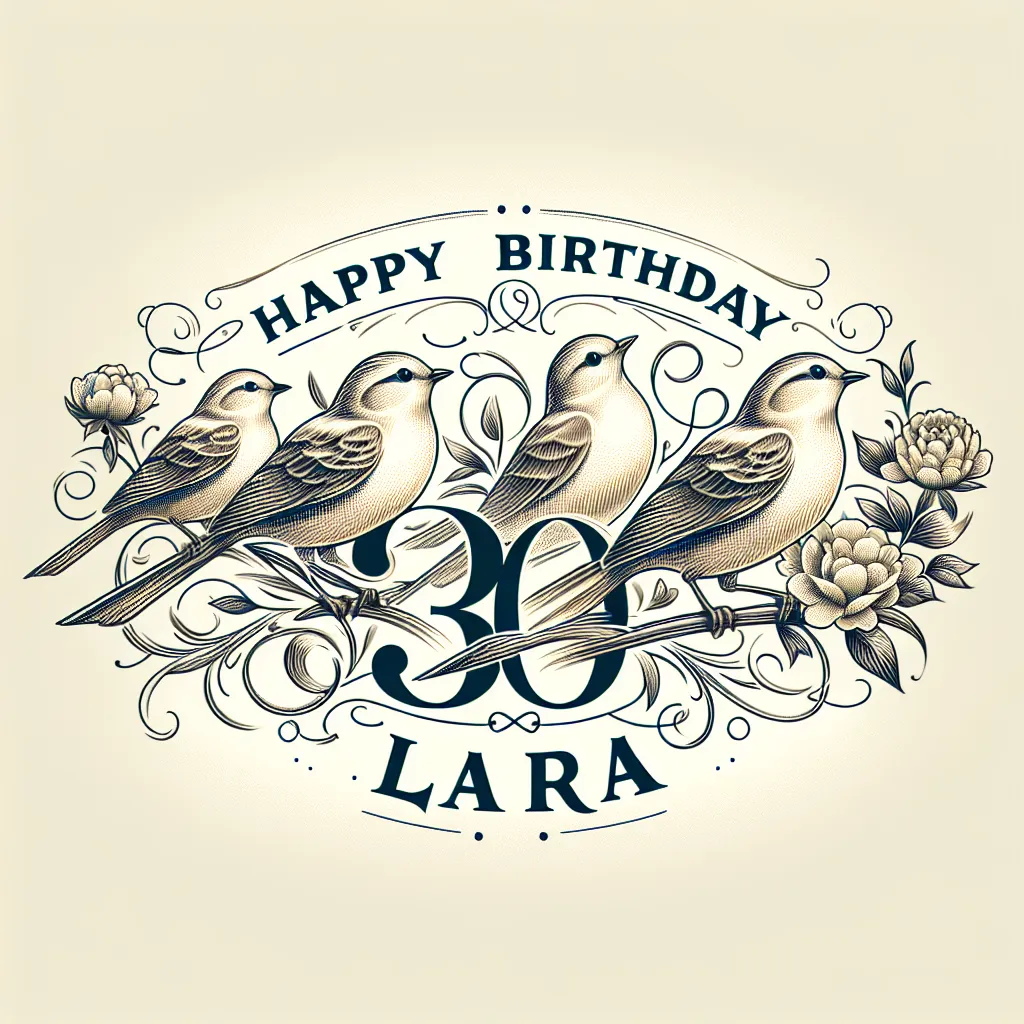 Happy 30th Birthday Laura with Birds Elegant Classic Style