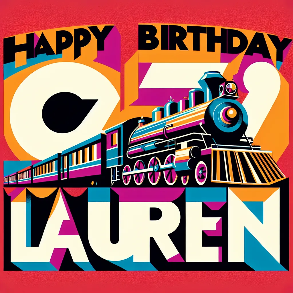 Happy 78th Birthday Lauren with Train Pop Art Style