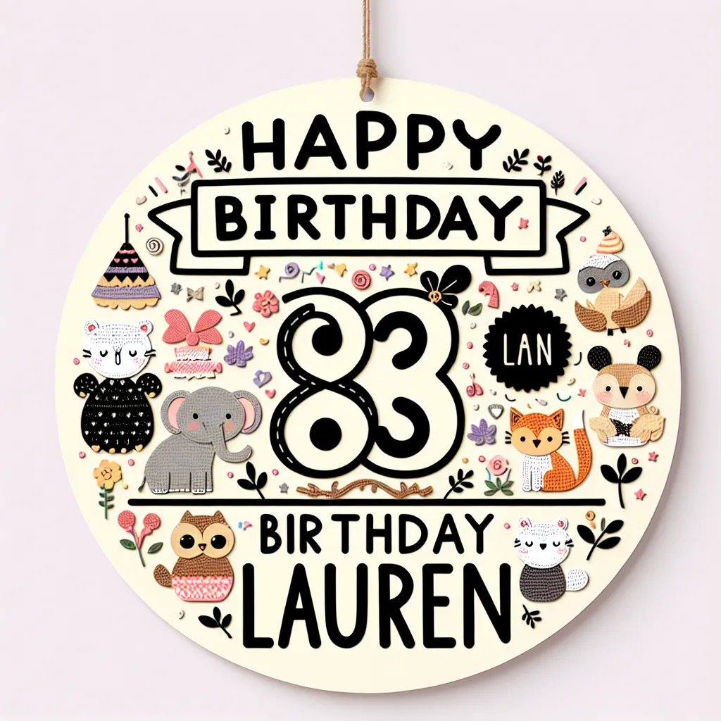 Happy 83rd Birthday Lauren with Cute Animals Handcrafted DIY Style