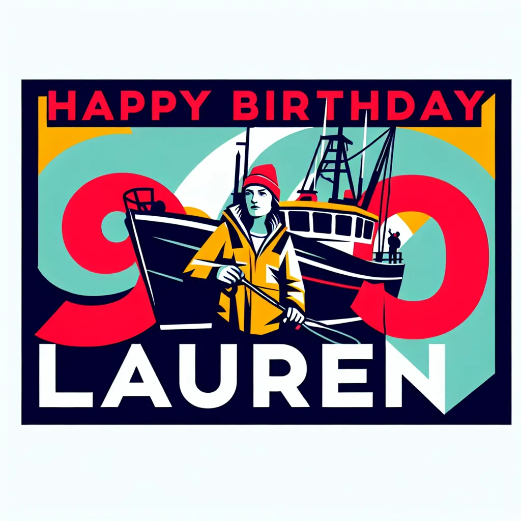 Happy 90th Birthday Lauren with Fisherman Pop Art Style