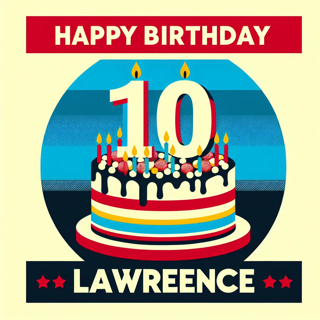 Happy 10th Birthday Lawrence with Cake Pop Art Style