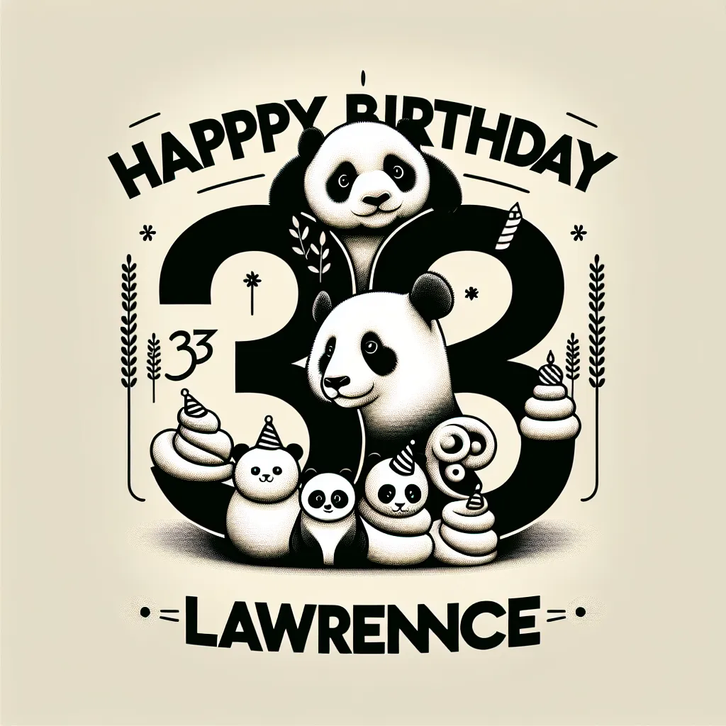 Happy 33rd Birthday Lawrence with Cute Animals Elegant Classic Style