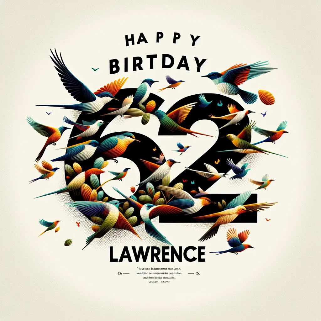 Happy 62nd Birthday Lawrence with Birds Abstract Art Style