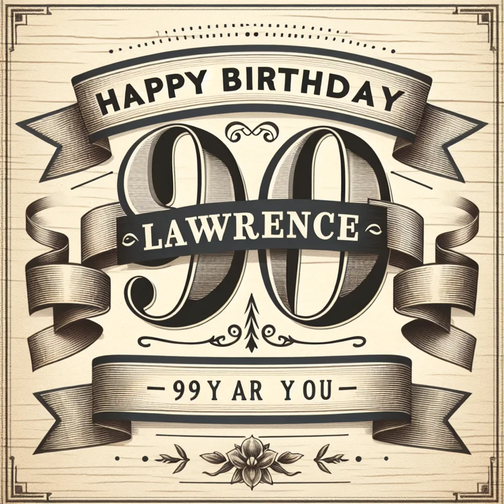 Happy 99th Birthday Lawrence with Ribbon Vintage Nostalgic Style