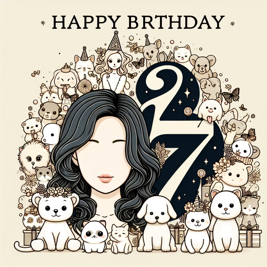 Happy 37th Birthday Lisa with Cute Animals Elegant Classic Style