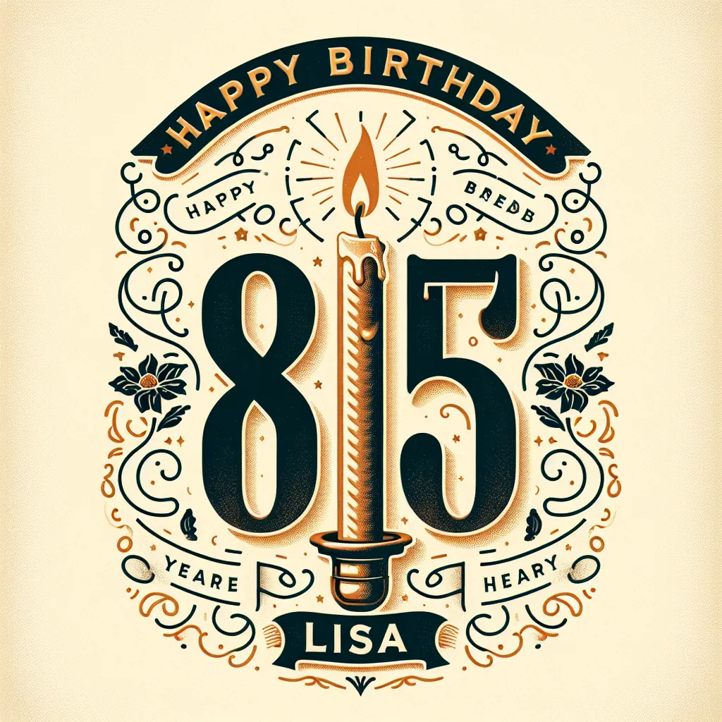 Happy 85th Birthday Lisa with Candle Vintage Nostalgic Style