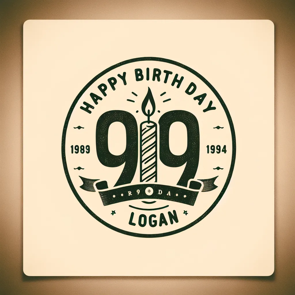 Happy 99th Birthday Logan with Candle Vintage Nostalgic Style