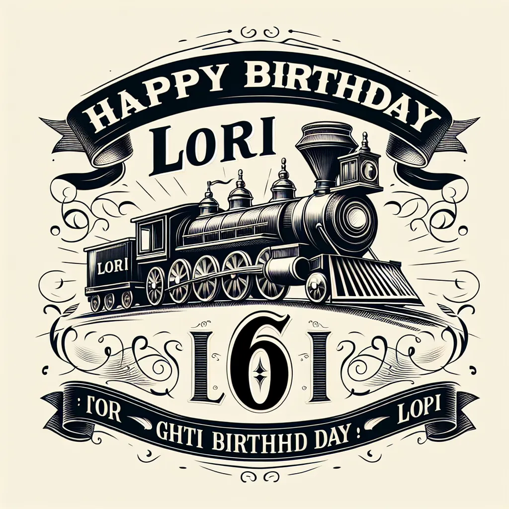 Happy 6th Birthday Lori with Train Elegant Classic Style