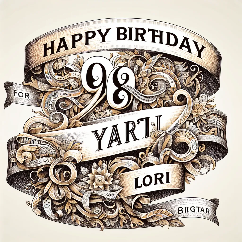 Happy 98th Birthday Lori with Ribbon Abstract Art Style