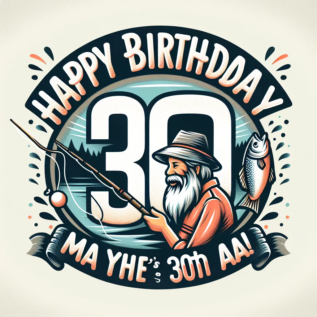 Happy 30th Birthday Ma with Fisherman Humorous Funny Style